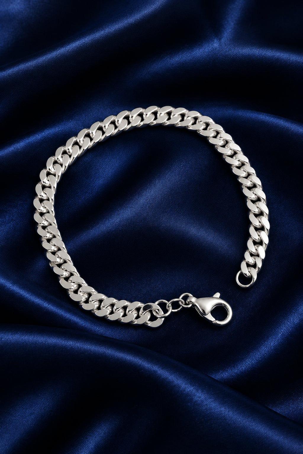 Curb Link Bracelet 180 Sterling Silver (Rhodium Plated) 8", Premium Grade